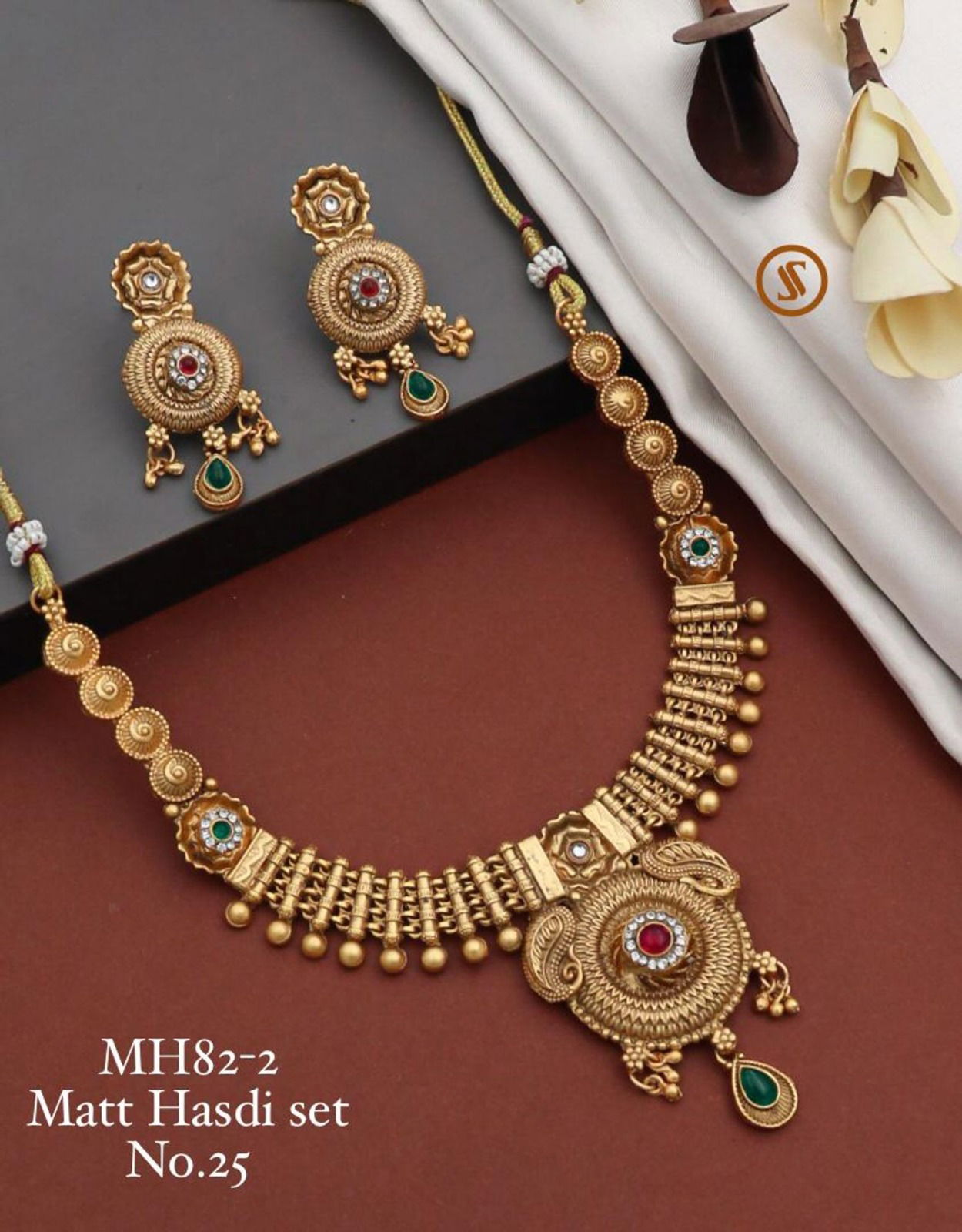 08 Mh Brass High Gold Matte Hasadi Set Wholesale Price In Surat